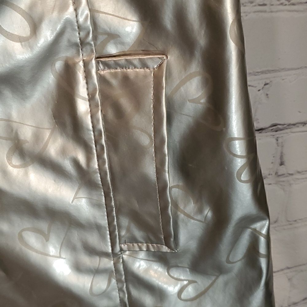 me jane kids girl's silver hooded button front raincoat - Picture 3 of 6